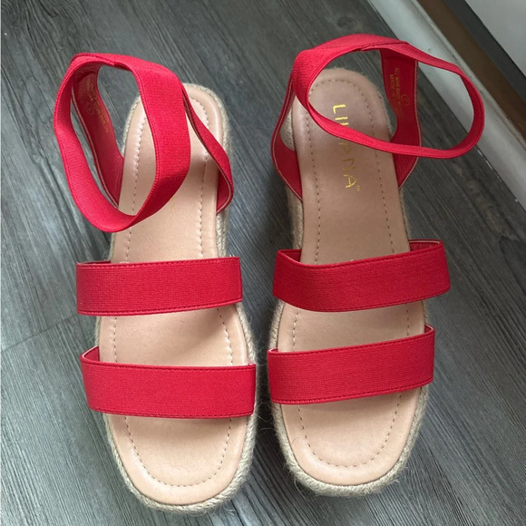 NWT Lulu’s Red Platform Espadrille Sandal Sz 7 - Picture 2 of 7